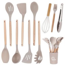 11PCS Ustensiles de Cuisine en Silicone, Ustensile Cuisine avec Porte-Ustensi...