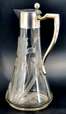 Jugendstil Wein Lik&ouml;r Karaffe 800 Silber Hugo B&ouml;hm Eduard Foehr Glas  Iris (46)