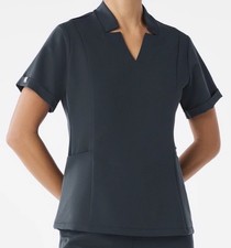 FIGS NWT Scrub Top Quiet Navy Inala Slim Zippered Pocket Technical Collection L