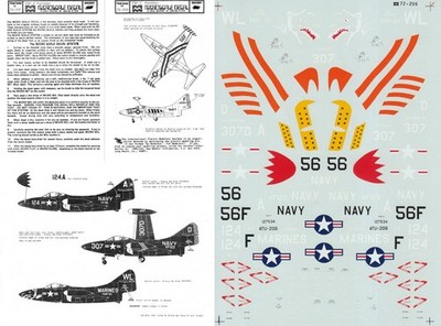 Microscale Decals 1/72 F9F-2 Panther ATU-206 VF-123 VF-721 VMF-311 (USN/USMC)