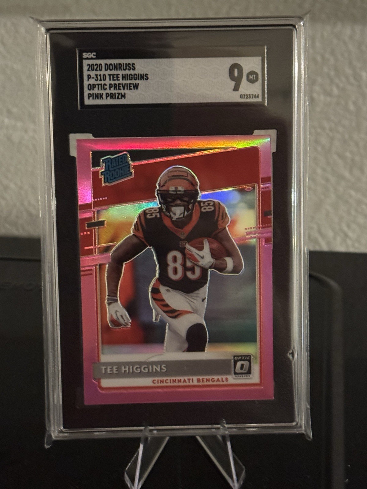 2020 Panini Donruss Rated Rookie Tee Higgins #P-310 Optic Preview Pink Prizm RC