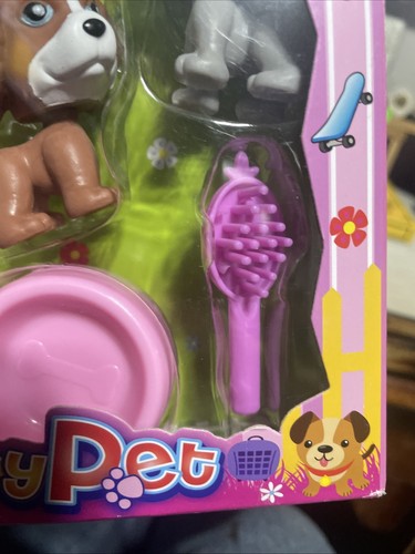 Süßes Welpen-Haustierspielzeug 8-teiliges Spielset mit Futternapf Hausknochen 2 Jungen Welpen Neu - Bild 5 von 8