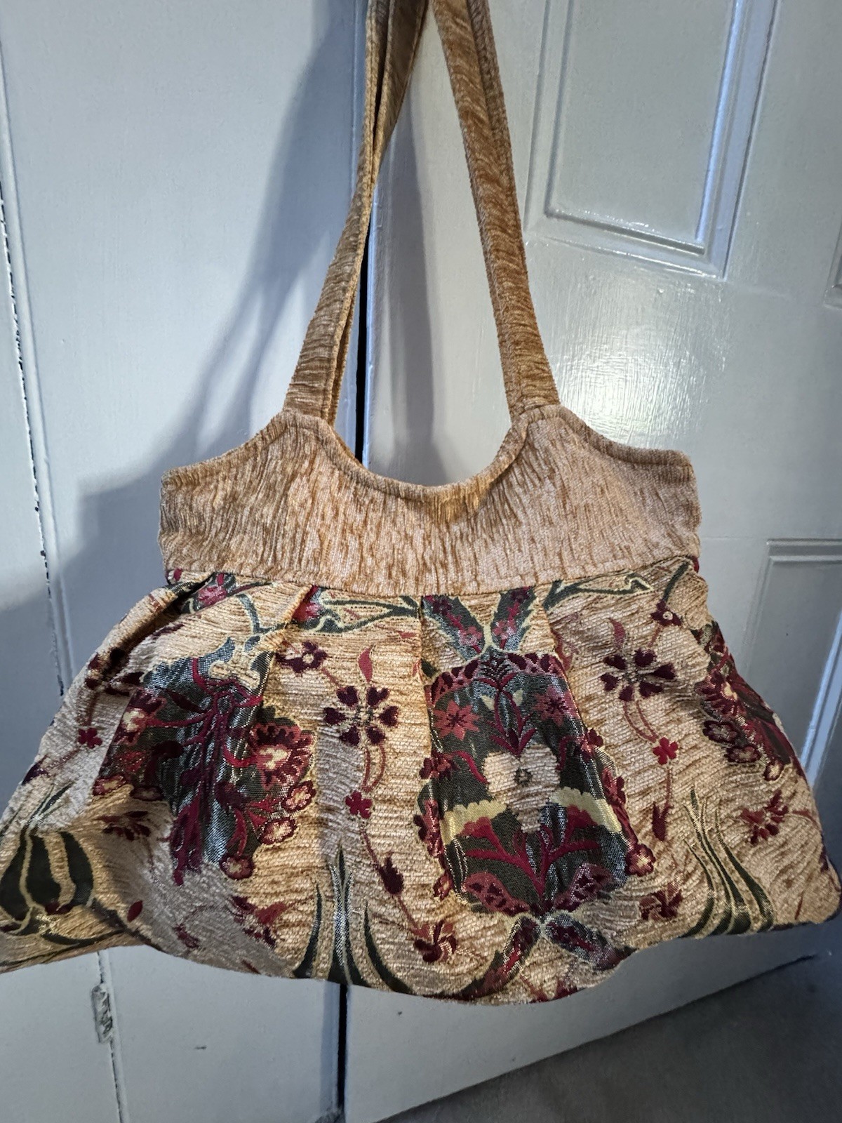 Velour Carpet Bag - Handmade Floral Pattern Shoulder Tote Very good • Handmade