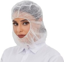 Full Face Hair Net Beard Cover Combo Disposable Hood Caps White 100...