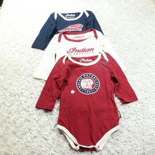 Indian Motorcycle Baby Bodysuit 3 Pack Long Sleeve 12-18M Cotton Red Navy Cream