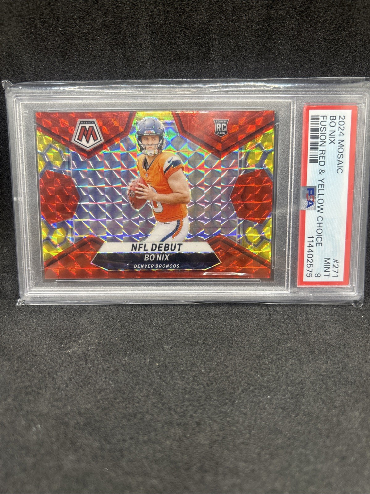 2024 Panini Mosaic - NFL Debut Bo Nix Choice Fusion Red & Yellow Mosaic /80