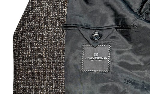 Hickey Freeman Sport Coat Blazer Suit Jacket 44 R Black Donegal Tweed Wool USA - Afbeelding 10 van 20