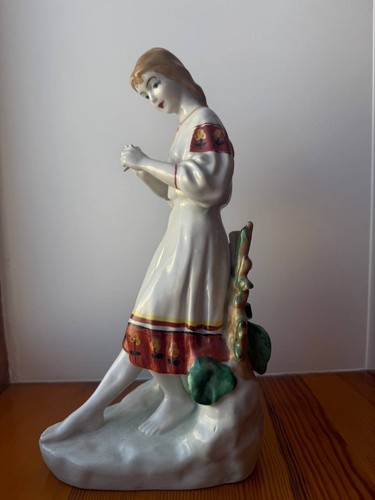 Vintage Porzellan Figur Mädchen Frau UdSSR Sowjetzeit handbemalt 28 cm - Bild 6 von 14