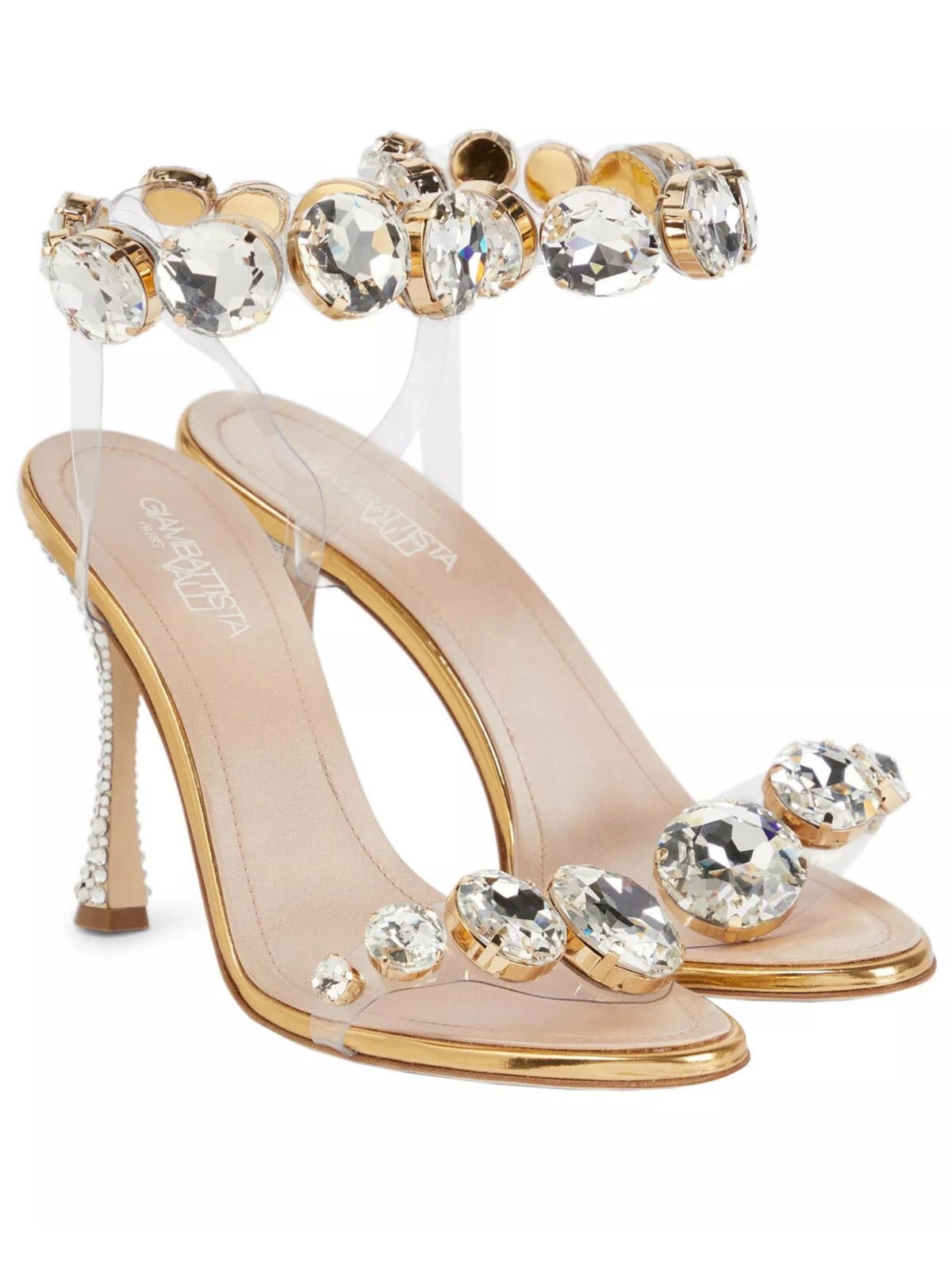 GIAMBATTISTA VALLI Womens Gold Gem Almond Stiletto Heeled Sandal 37.5