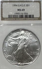1994 Silver American Eagle NGC MS 69