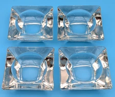 4 Square Thick Clear Crystal Open Salt Cellars