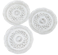 THREE (3) ANCHOR HOCKING WEXFORD DIAMOND POINT SCALLOPED EDGE 6” PLATE PLATES