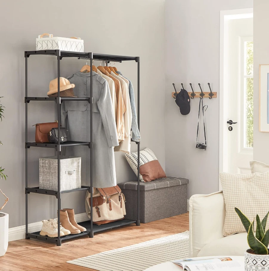 Organizador de armario independiente portátil con estantes varillas colgantes 44x17x65 Foto 4 de 4