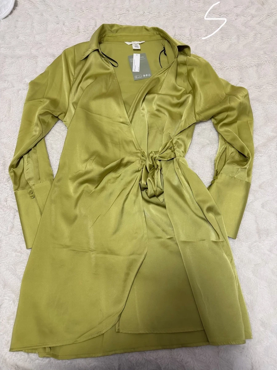 h&m long sleeve satin dress H&M Open Backed Black Long Sleeve Satin Dress Size Small