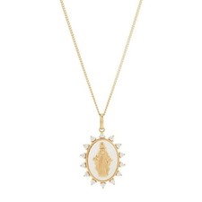 Brilliance Fine Jewelry Mother of Pearl Mary Pendant 14k Gold Plated