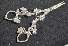 Antique Victorian Ornate Sterling Silver Scissors Shears Grape Vine 6" Long