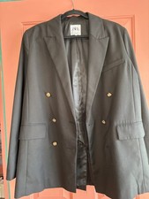 ZARA Women Double Breasted Blazer Black, Lined Size L