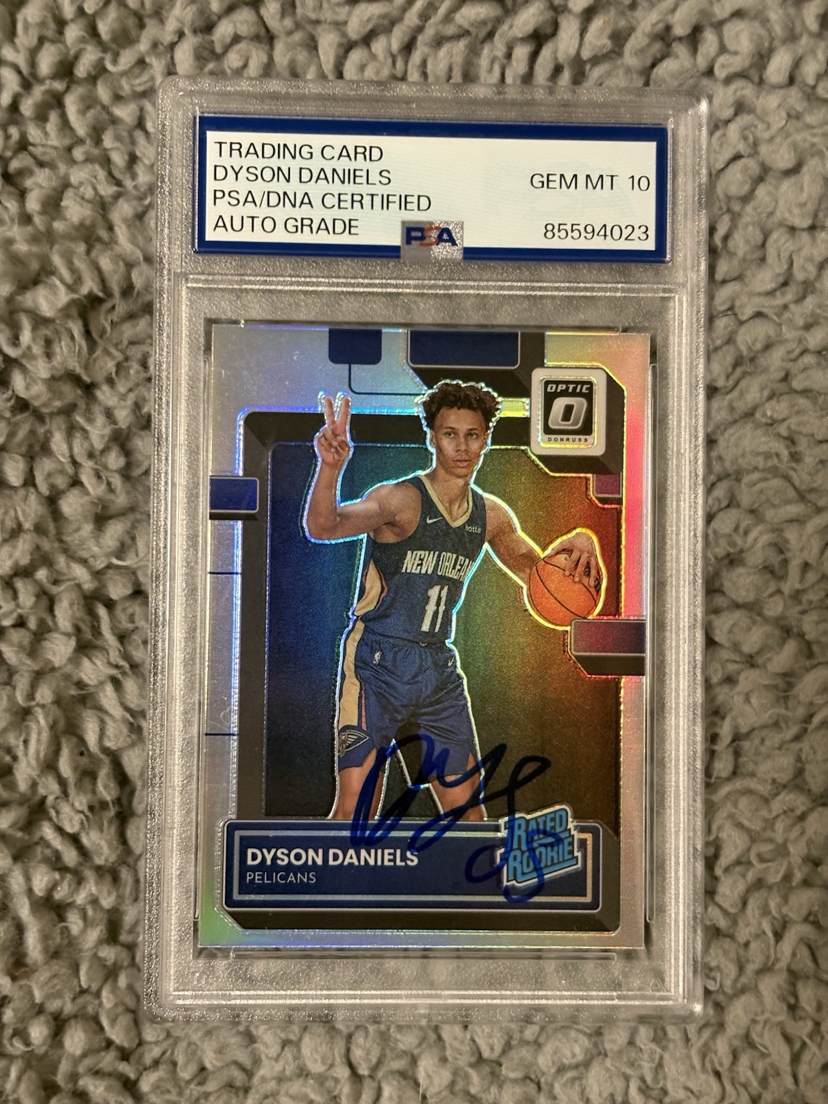 2022-23 Donruss Optic Dyson Daniels Rated Rookie Holo Prizm PSA 10 Auto #250