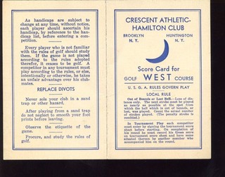 1937 Crescent Athletic Hamilton Club Golf Score Card