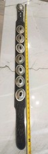 Vtg AL BERES Concho Nickel Silver Genuine Leather Women's Belt Small 37" Length