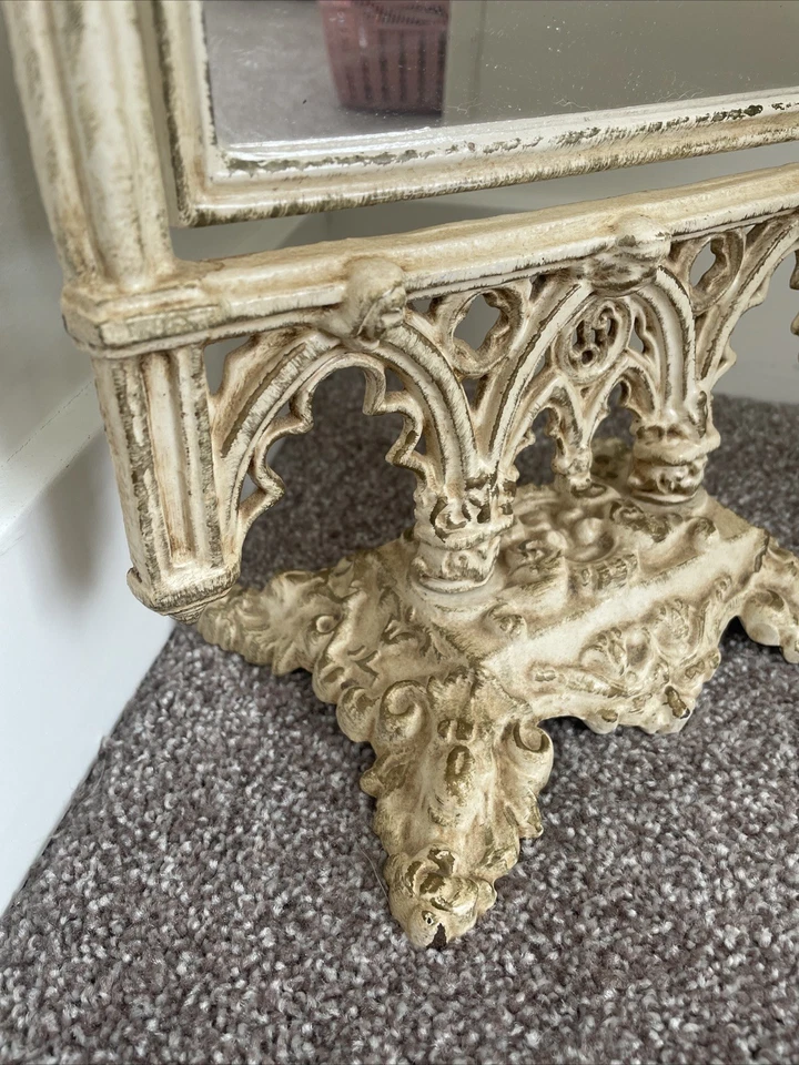 Antique French Gothic Cast Iron Cathedral Window Style Swing Table Mirror 16” - Image 2 of 4