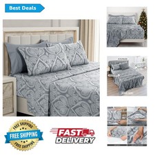 Deep Pocket 6 Piece Bed Sheets Set 1800 Series Luxury Comfort Paisley Sheet Set