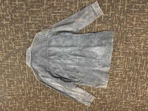Vintage 90s Slate Grey Suede Shacket Minimalist Utility Leather Shirt Jacket M image 6