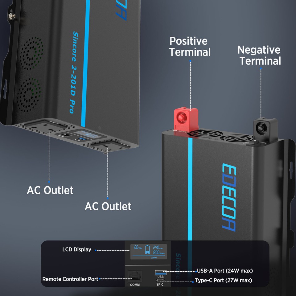 Inverter Ibrido 3 KW 24V Con Regolatore MPPT 80A 450V (max 3 KWp) VMII3000-24P V - Foto 7