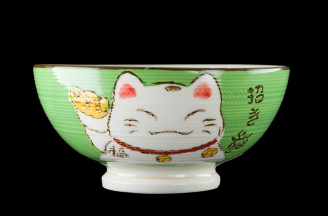 Bowl IN Riz Cat Kawaii Japanese -maneki Neko Green 11.5cm Ceramic - 40497 Bowl IN Riz Cat Kawaii Japanese -maneki Neko Green 11.5cm Ceramic - 40497