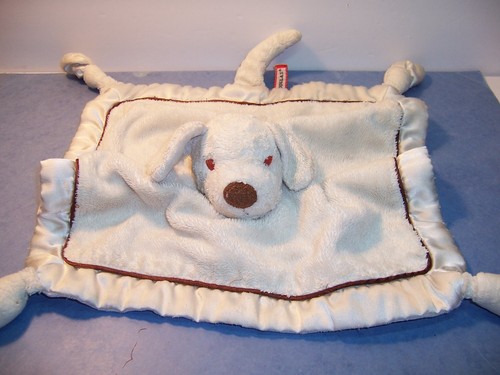 SECURITY BLANKET Douglas LITTLE SNUGGLERS Cream Puppy Dog Knotted Corner Satin  - Bild 1 von 5