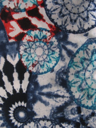Bassini tie-dye print stretch jersey top in blue/turquoise/red/white Size 14 VGC - Picture 10 of 13