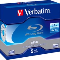 10 Verbatim Rohlinge Blu-Ray BD-R 25GB 6X Mabl Jewelcase