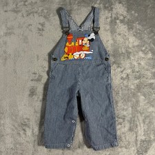 Vintage Kids Disney Engineer Pin Stripe Overalls Bibs Mickey Mouse Engineer