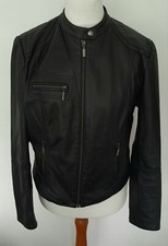 F&f - Biker Style Real Leather Jacket Black Size 14 - Stunning