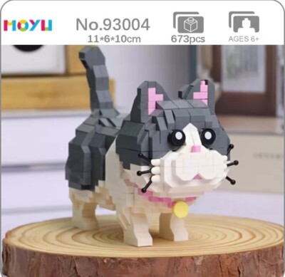 Persian Cat Kitten Bell Collar Pet Doll Mini Diamond Blocks Bricks Building Toy