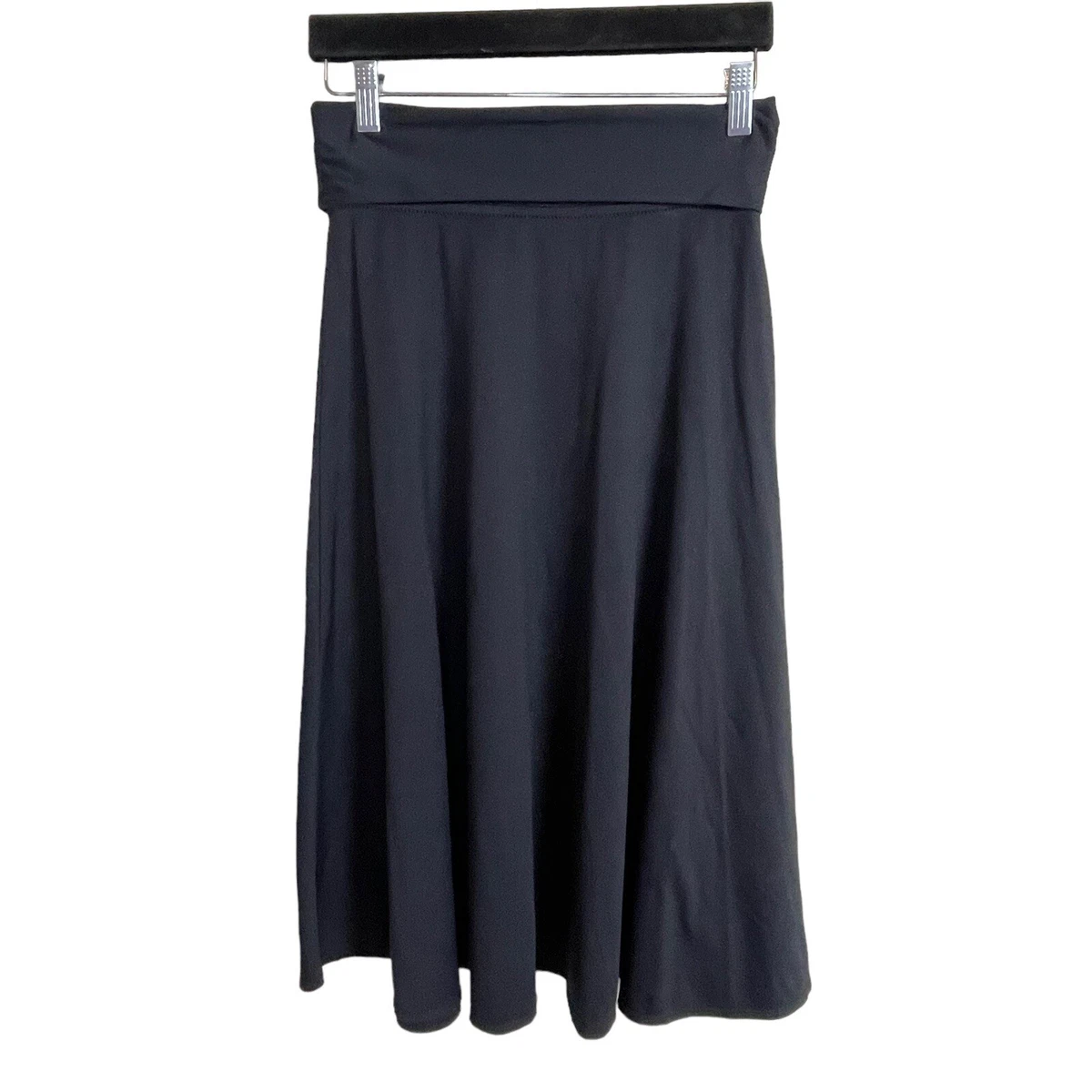 Patagonia Glory Midi Fold Down Waist Black Skirt Size S Nylon