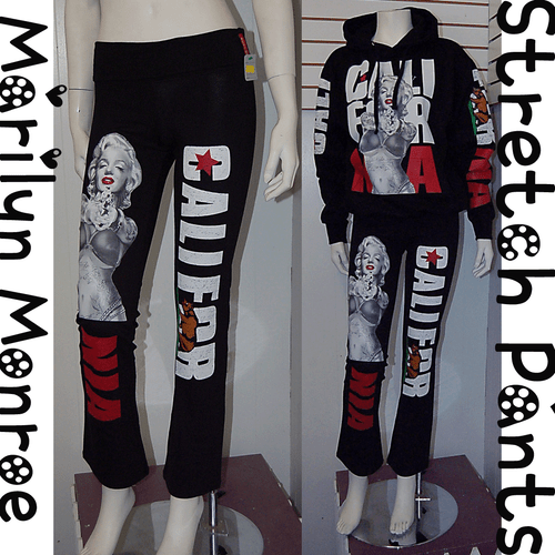 Marilyn Monroe w/ California Republic Cali Bear Leggings Stretch Yoga Pants Sz L - Picture 1 of 11
