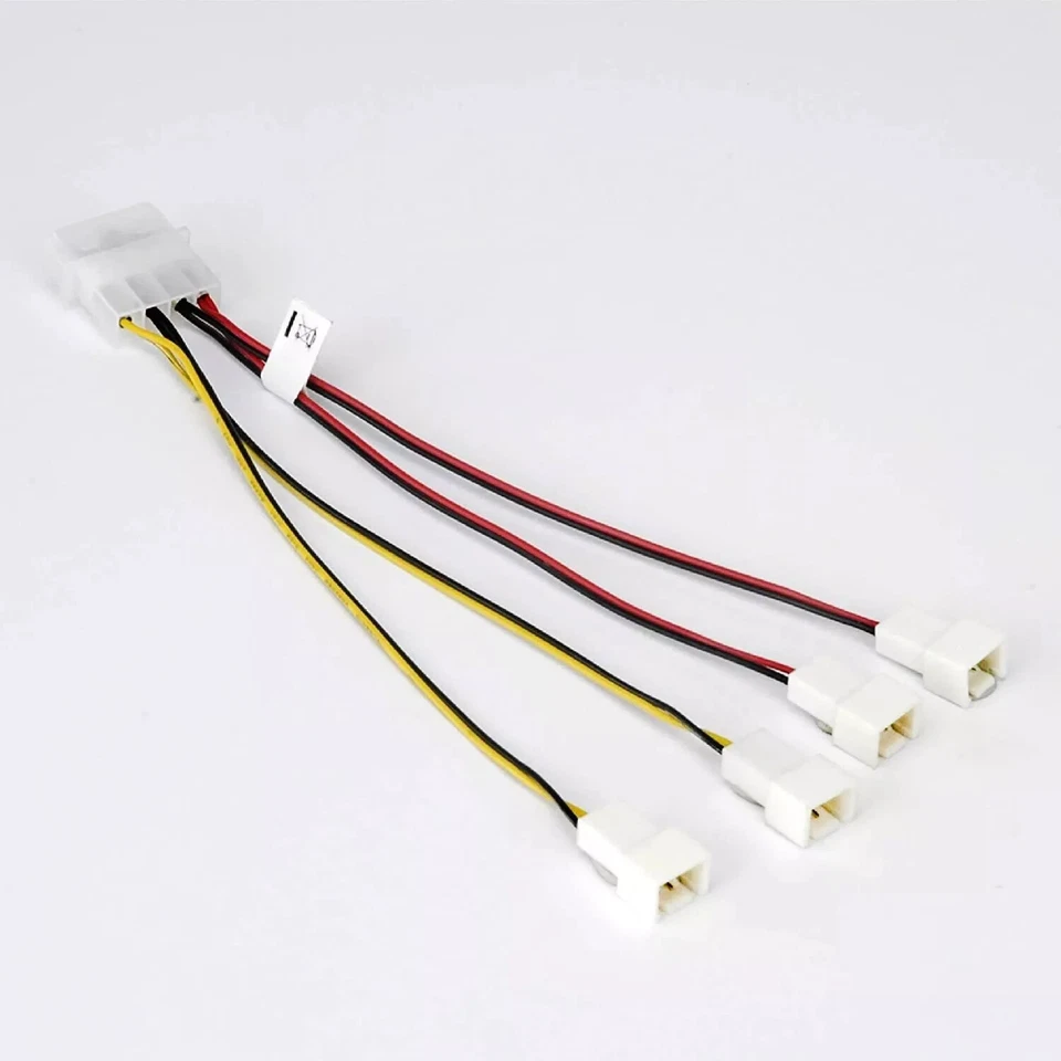 Multi-fan adapter with speed reduction Single PSU 4-pin Molex to x4 fans - Image 2 of 3