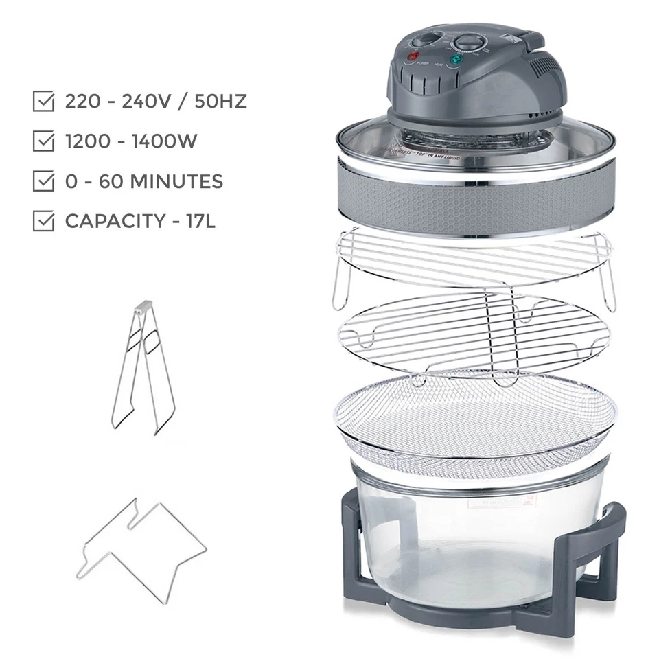 17L manuelle Luftfritteuse, gesundes Halogen zum Backen, 60-Minuten-Timer, Familiengröße - Bild 4 von 4