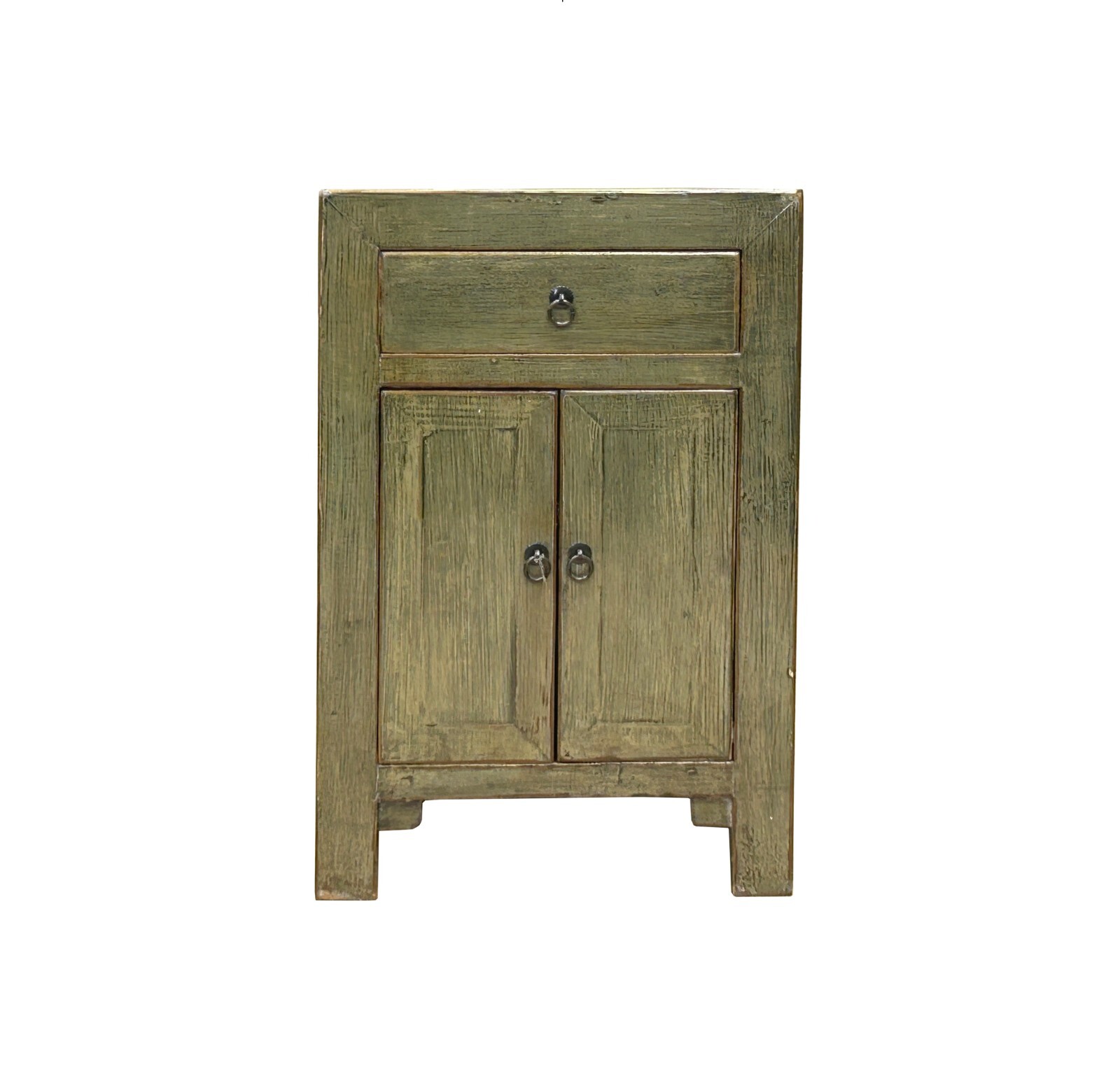 Distressed Light Olive Green Nightstand with Drawer ws4599