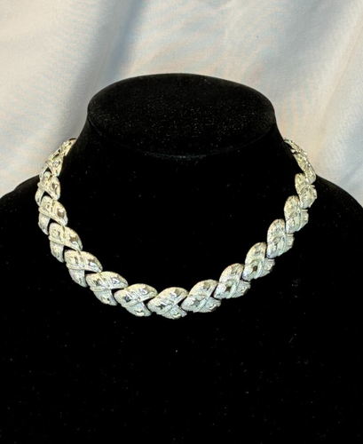 Vintage Coro Necklace Silver Tone Floral Signed Retro Estate Adjustable 15 1/2" - 第 1/5 張圖片