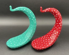 Two (2) Ornament Display Stands Holders Christmas Ornaments Porcelain Polka Dots