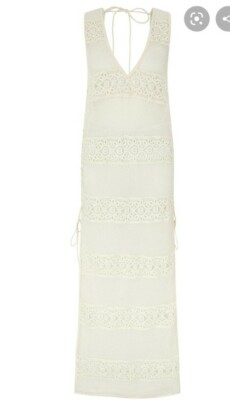 Monsoon Accessorize Beach Wide Strap Lace Maxi Dress Size Extra Large Bnwt White