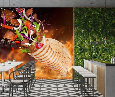 3D Grill Kebab Laden BBQ Q4195 Tapete Wandgemälde Fototapete Selbstklebend Kay