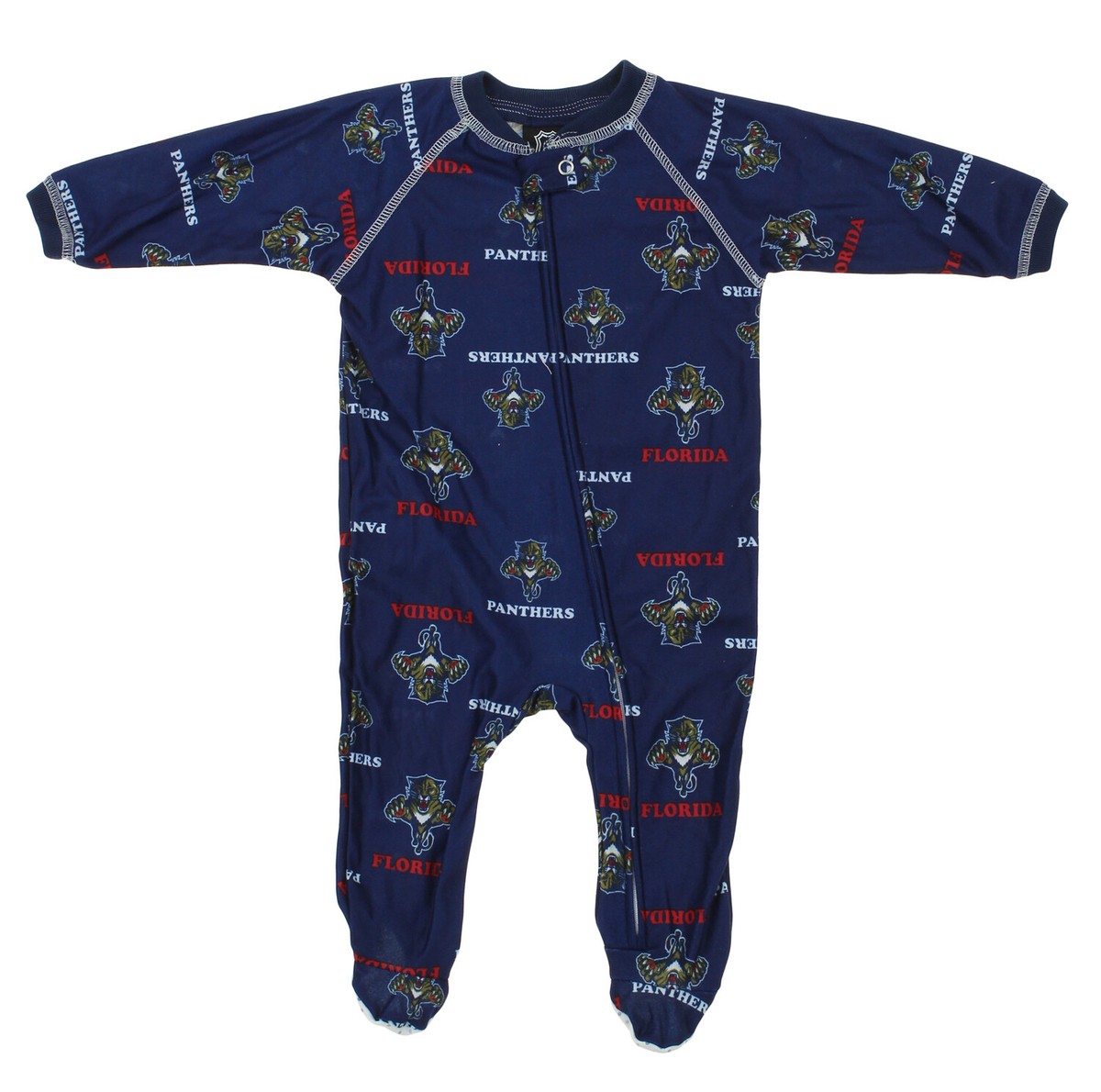 NHL Infants Florida Panthers Full Zip Raglan Logo Print Coverall