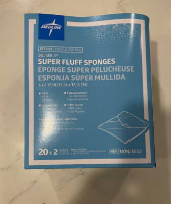 19 Pack SUPER FLUFF SPONGES Sterile 6''X6.75'' / (19x2 SPONGES Each) NON25852