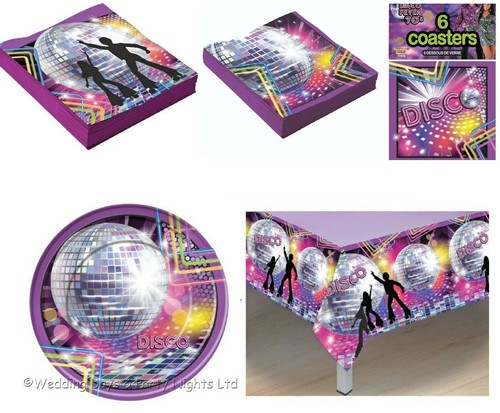 Disco Glitter Ball 60s 70s 80s 90s Tableware Birthday Party Decor Purple Silver Ebay