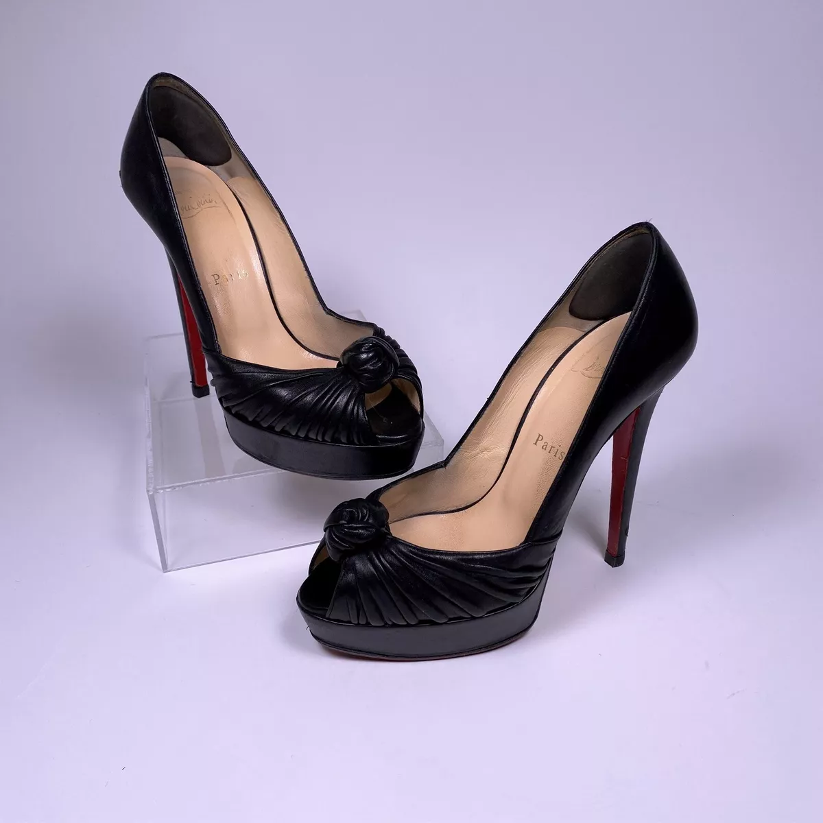 Christian louboutin top black leather heels