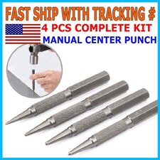 4 Piece Nail Setter & Center Punch Set 4" Wood Metal Super Impact Resistance S2