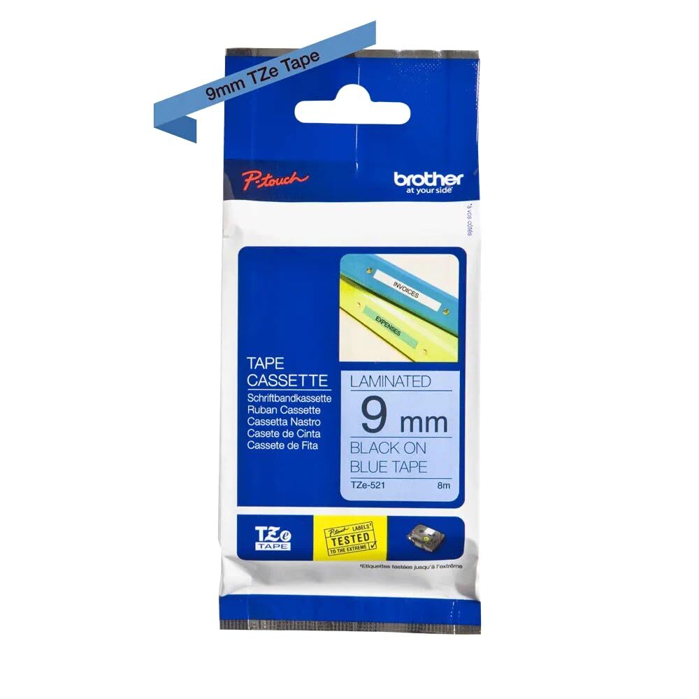 Brother labels Brother Black On Blue Label Tape 9mm x 8m - TZE521 NUOVO